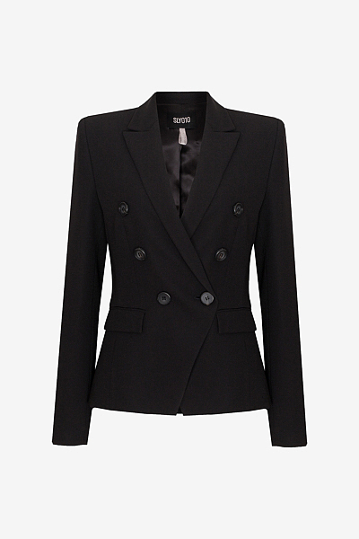 Kurzer doppelreihiger Blazer aus Crêpe-Envers-Satin