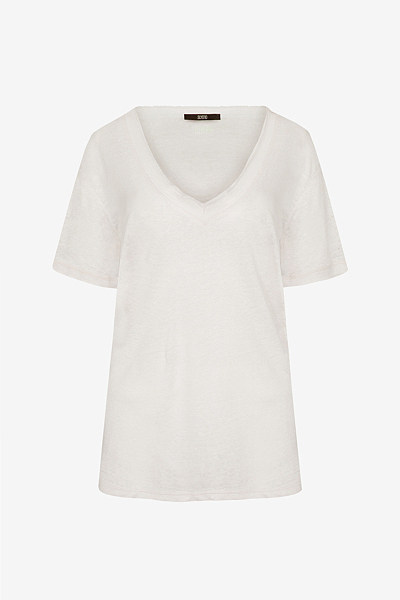 Leinen-T-Shirt mit V-Ausschnitt