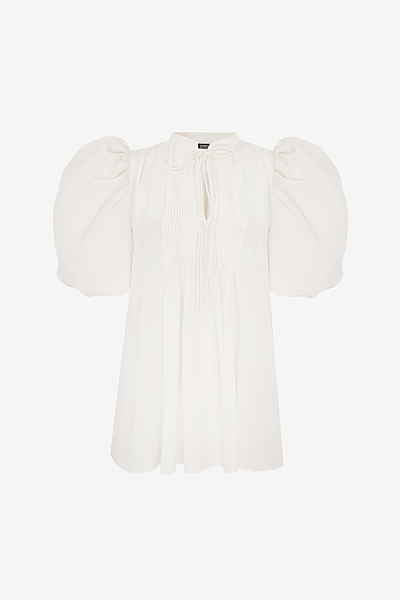 Seidenbluse mit Puffärmeln