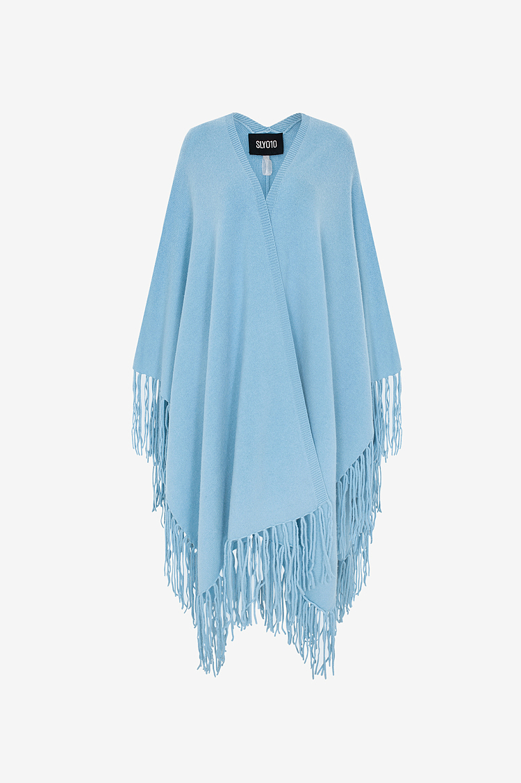 Sly 010 Kaschmir Poncho mit Fransen