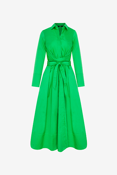 Midi-Kleid in WIckeloptik aus Baumwoll-Popeline