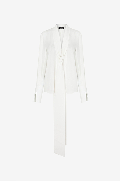 Loose-fitting Silk Blouse with Bow