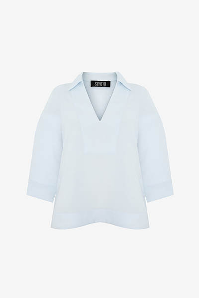 V-neck Crêpe Blouse with 3/4 sleeves