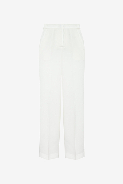 High-cut straight Crêpe Trousers with stretch belt