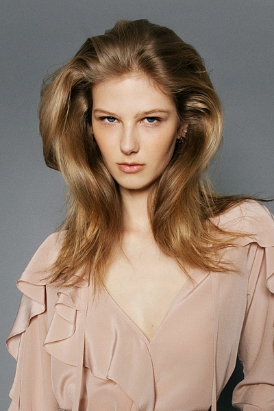 Silk Blouse with Flounce Trim