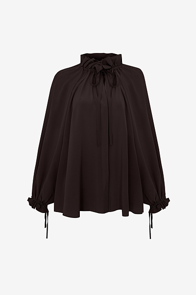 Wide-Cut Blouse in Crêpe de Chine