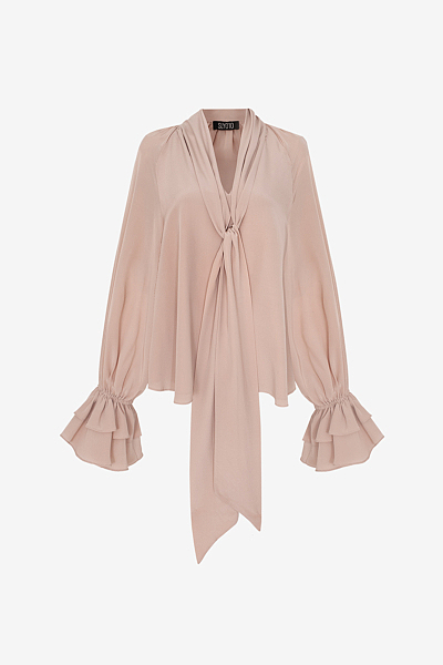 Seidenbluse mit gerafften Manschetten