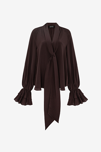 Silk Blouse with gathered cuff