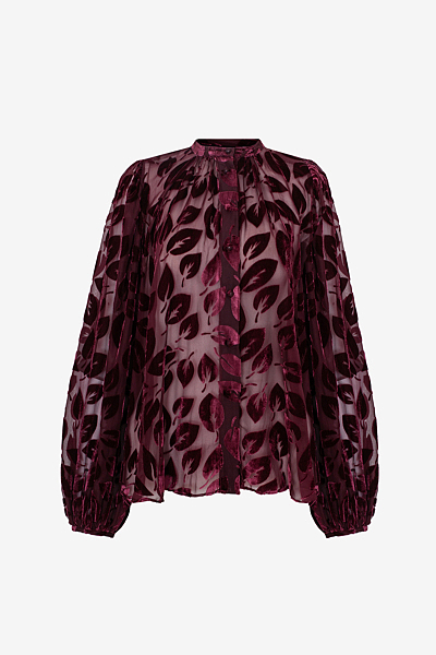 Viscose flock bouse with stand-up collar