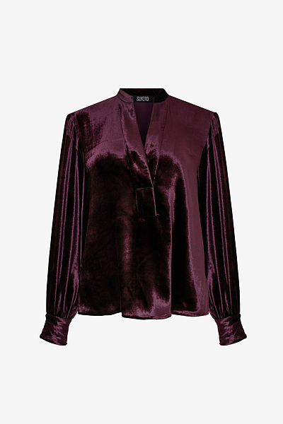 Luxury Silk Velvet Blouse with V-Neck