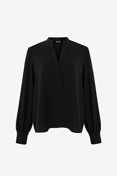 Crêpe Envers Satin Blouse with V-Neckline