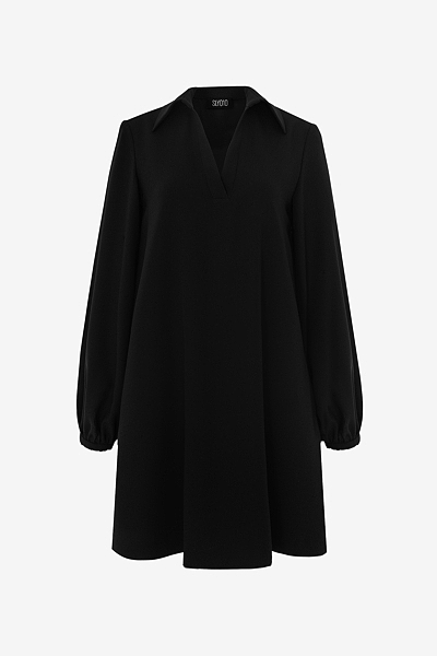 Kleid mit Hemdkragen und V-Ausschnitt