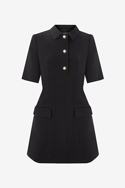 Minikleid mit Hemdkragen und Schmuckknöpfen