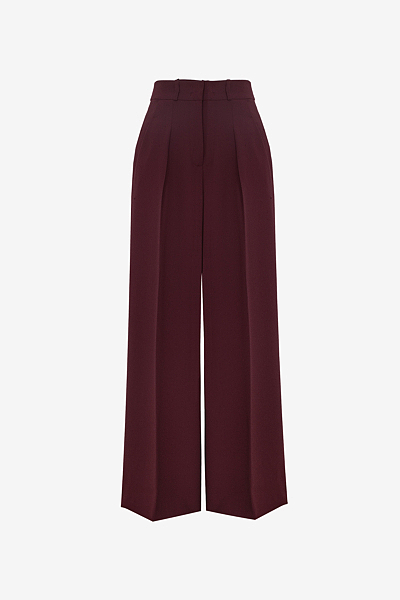 Wide Crêpe Trousers with Pleats