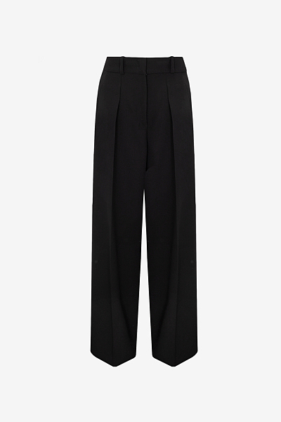 Wide Crêpe Trousers with Pleats