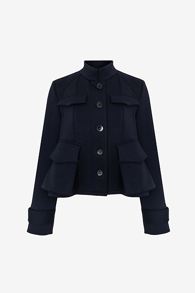 Structured Short Jacket with Flap Pockets