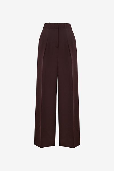 Wide Crêpe Trousers with Pleats