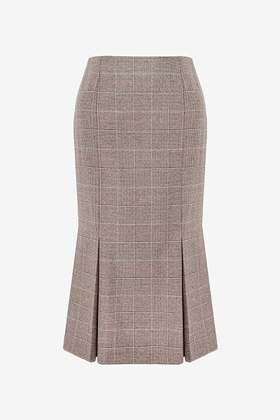 Glencheck Skirt with Flared Hem