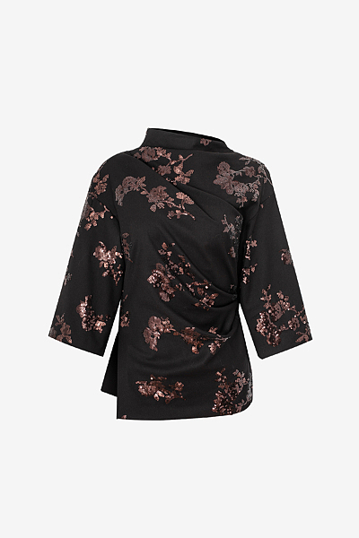 Draped Top with wide Sleeves
