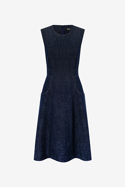 Sleeveless Dress in Sophisticated Denim