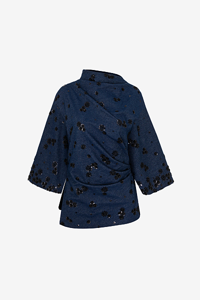 Draped Top with wide Sleeves