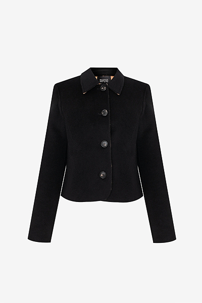 Cropped Jacket in Double Face Two Tone