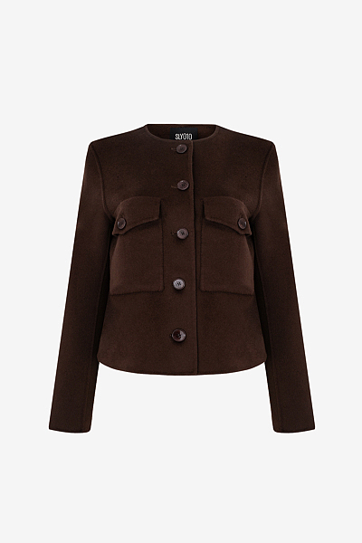 Cropped Double Face Jacket with Flap Pockets
