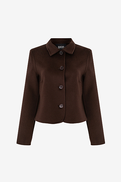 Cropped Double Face Jacket with Shirt Collar