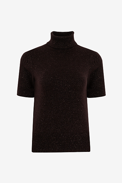 Short-Sleeve Turtleneck in Lurex Cashmere Lightweight