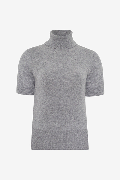 Short-Sleeve Turtleneck in Lurex Cashmere Lightweight