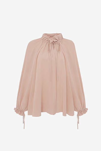 Wide-Cut Blouse in Crêpe de Chine