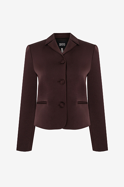 Tailored Short Jacket in Shiny Crêpe Satin