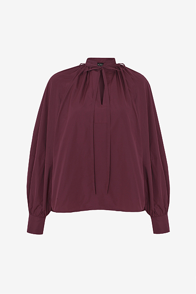 Crêpe Envers Satin Blouse with Tie Neck